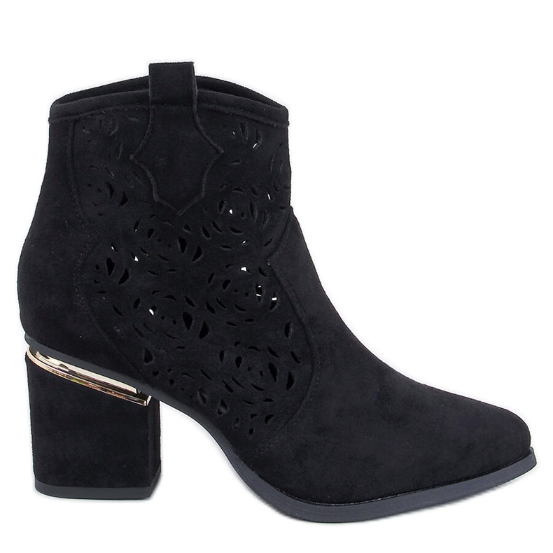 Donovan Schwarze durchbrochene Stiefeletten mit hohem Absatz