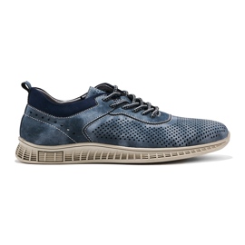 Durchbrochene marineblaue Herrenschuhe
