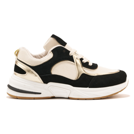 Schwarz-beige Sneaker mit dicker Sohle weiß