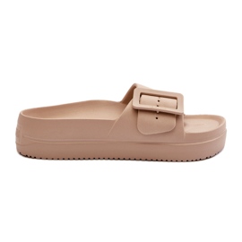 Damen-Flip-Flops aus Schaumstoff auf der Plattform mit Schnalle Big Star NN274A666 Beige