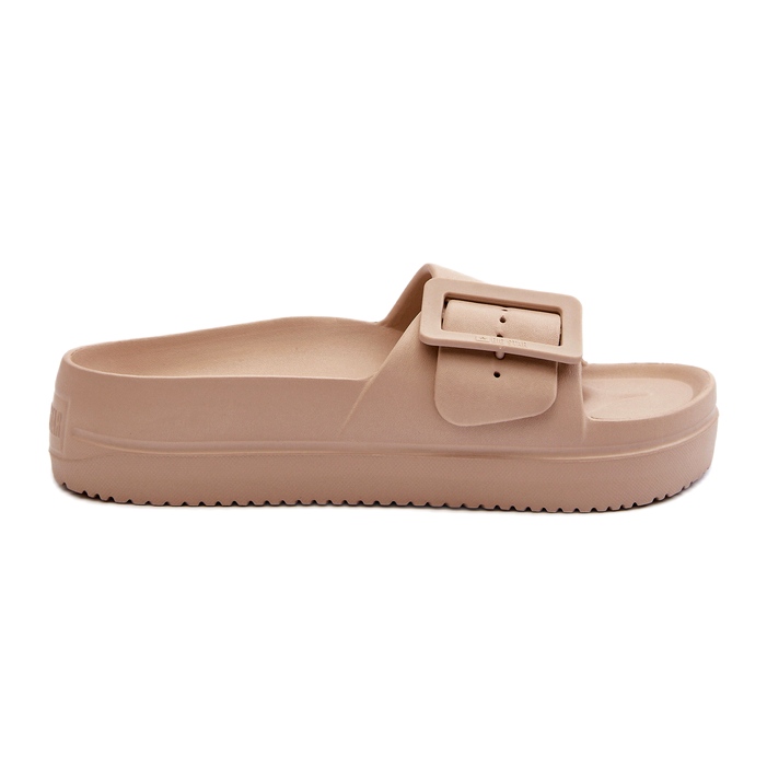 Damen-Flip-Flops aus Schaumstoff auf der Plattform mit Schnalle Big Star NN274A666 Beige