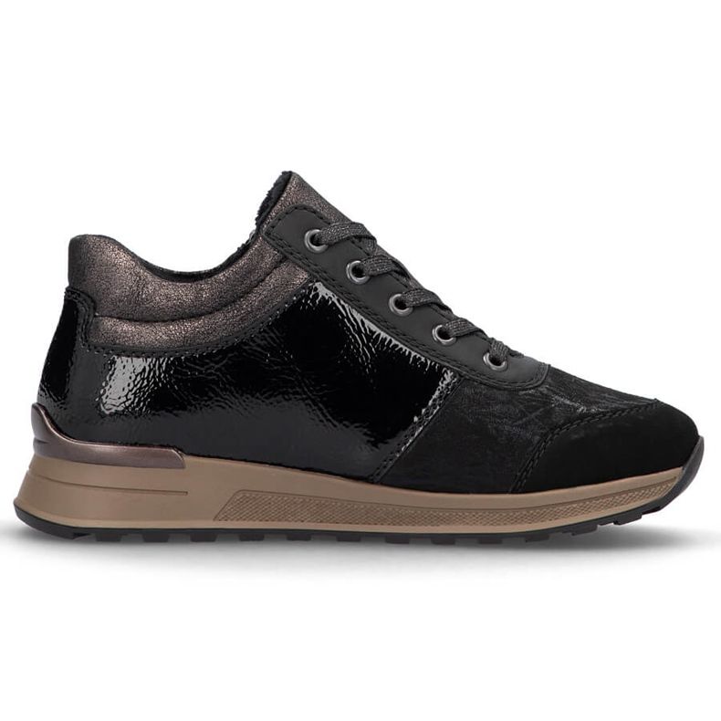 Isolierte schwarze Damensneaker Rieker N1407-00