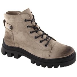 Khakifarbene Stiefeletten für Damen Potocki SZ12168 grün