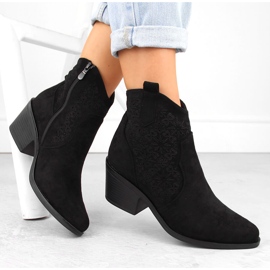 Durchbrochene Cowboystiefel für Damen aus Wildleder, schwarz S.Barski HY42-944