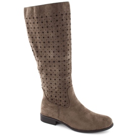 Durchbrochene Damen-Wildlederstiefel, braun Jezzi ASA142-50A