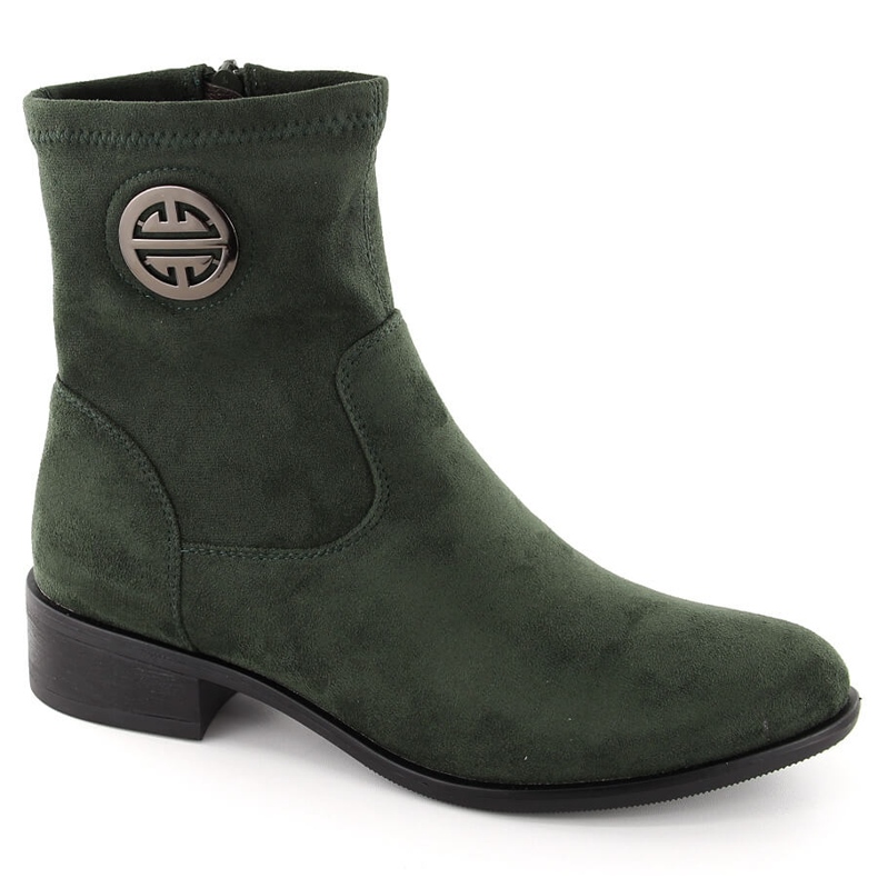 Damen-Stiefeletten aus Wildleder mit Verzierung, grün Jezzi ASA198-28