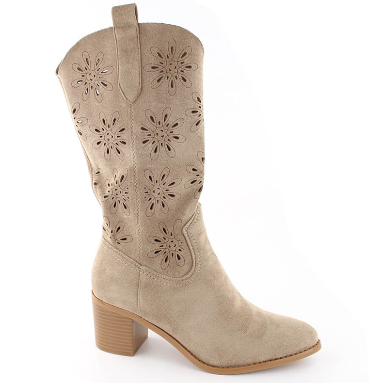 Durchbrochene Damen-Wildlederstiefel, beige Jezzi RMR2337-11
