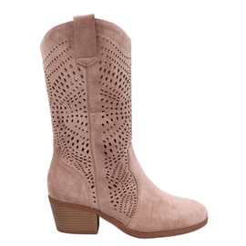 Durchbrochene Cowboystiefel von Hunter in Khaki braun