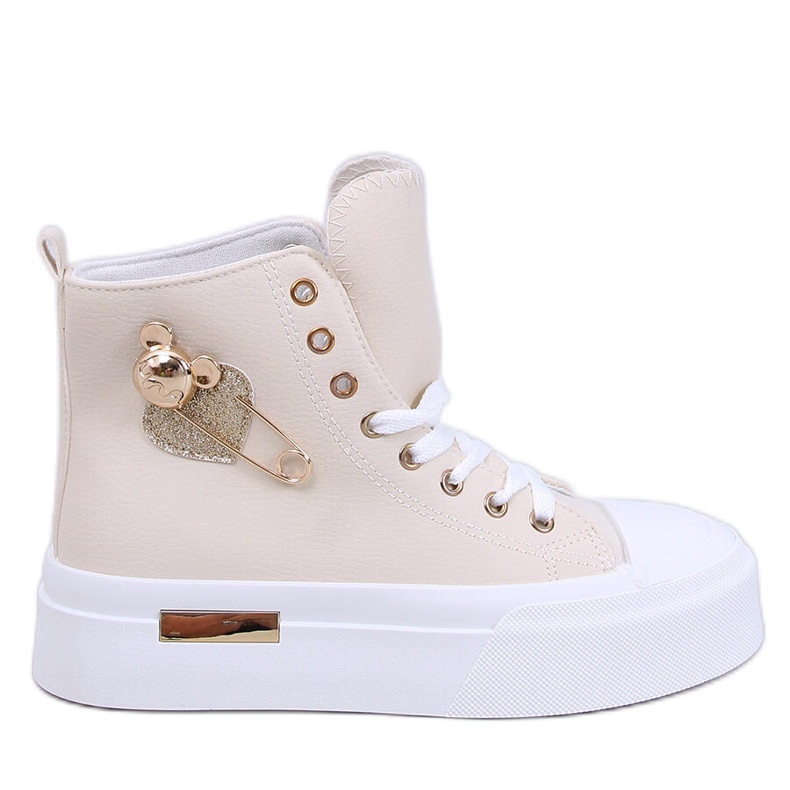 Arenas Beige High-Top-Sneaker mit Sicherheitsnadel