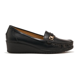 Schwarze Damen-Loafer mit Schnalle