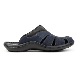Kampol Herren-Leder-Flip-Flops 224KAM, Marineblau