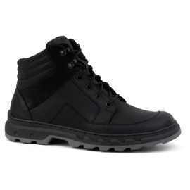 Herren-Winter-Schnürstiefel aus Leder WASAK 0220 schwarz