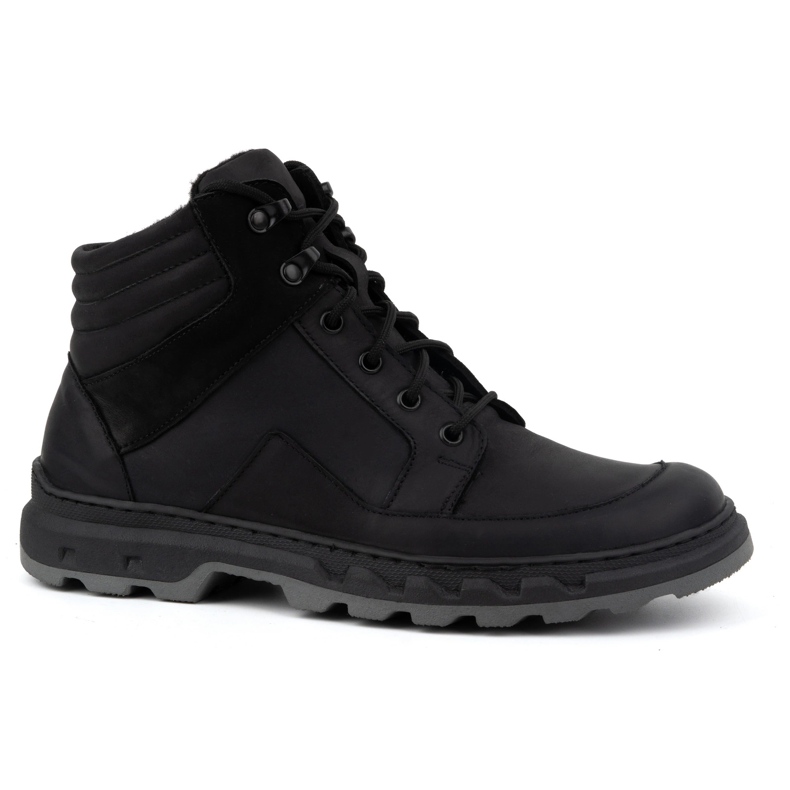 Herren-Winter-Schnürstiefel aus Leder WASAK 0220 schwarz