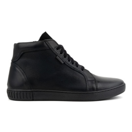 Olivier Herren-Lederschuhe, Chelsea-Boots, hohe Sneakers, 427KNT, schwarz