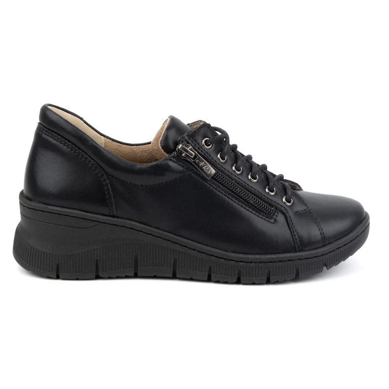 Olivier Damen-Lederschuhe mit dicker Sohle 1236, schwarz