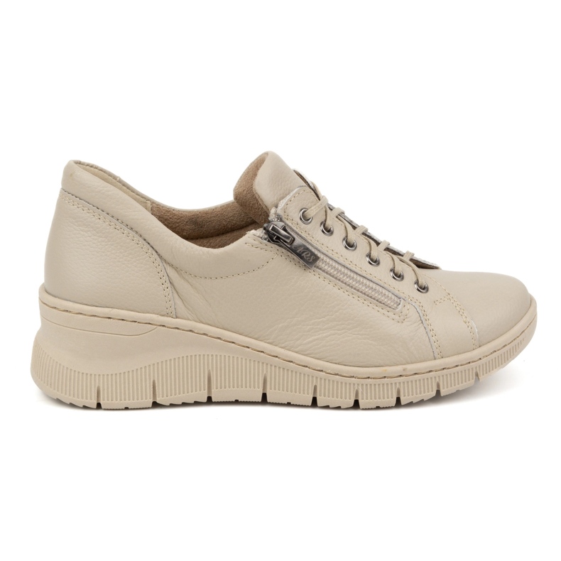 Olivier Damen-Lederschuhe mit dicker Sohle 1236, beige