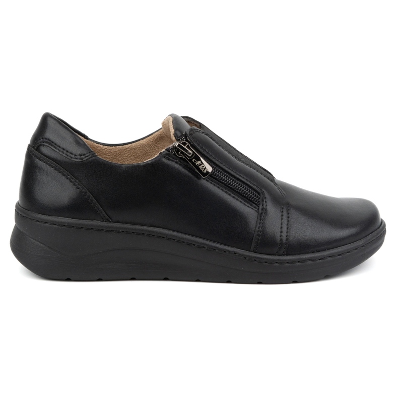Olivier Damen-Lederschuhe mit Reißverschluss 1228, schwarz