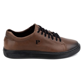 Polbut Herrenschuhe, Ledersneaker 2127, dunkelbraun