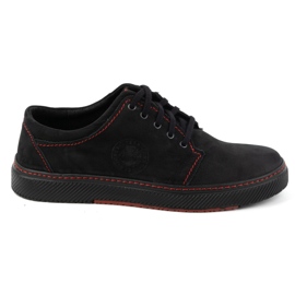 Joker Herren-Freizeit-Lederschuhe 894J, Schwarz und Rot