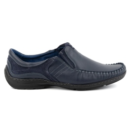 KOMODO Herrenschuhe, Slip-On-Mokassins aus Leder 627K, Marineblau
