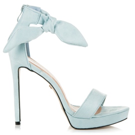 Ideal Shoes Wildledersandalen mit Schleife blau