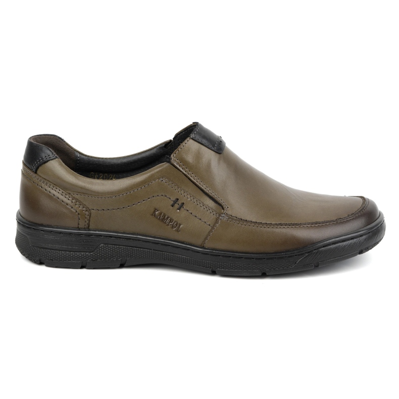 Kampol Freizeit-Slip-On-Schuhe aus Leder für Herren 58KAM oliv grün