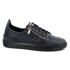 Herren-Freizeitschuhe aus Naturleder POLBUT 2125, Marineblau