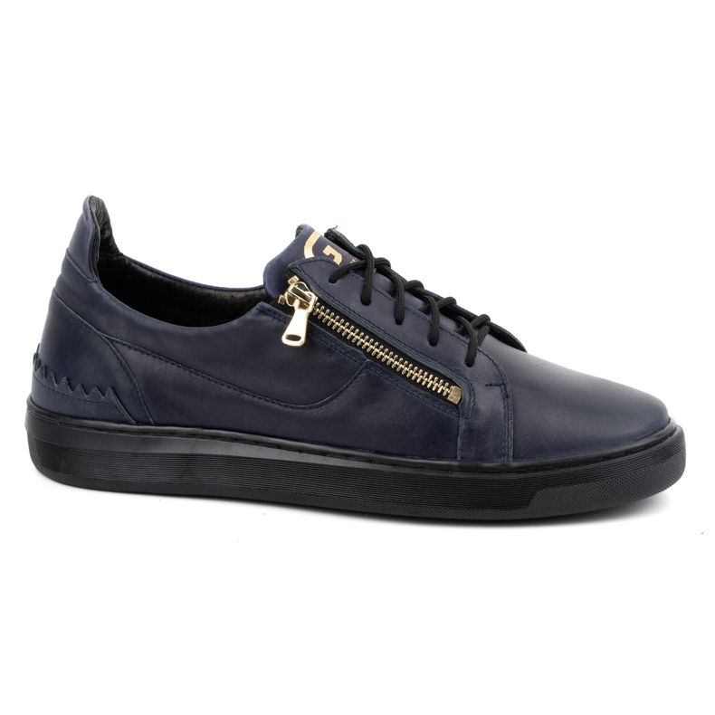 Herren-Freizeitschuhe aus Naturleder POLBUT 2125, Marineblau