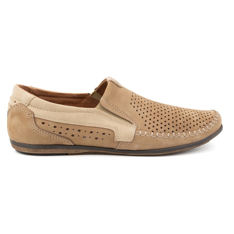 Olivier Durchbrochene Ledermokassins für Herren 0525 Beige