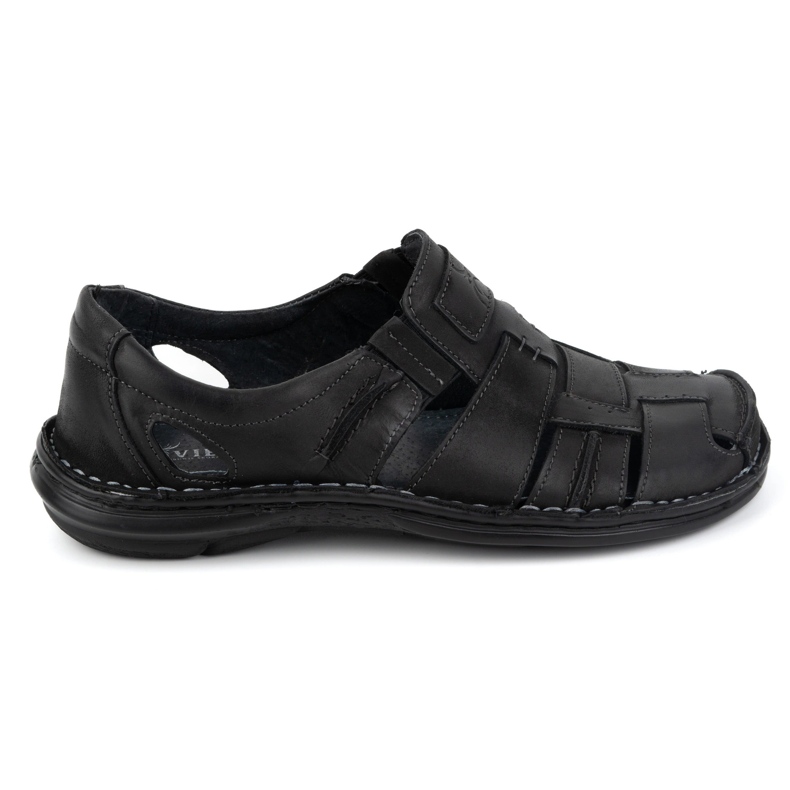 Olivier Herren Sommer-Slipper aus Leder 902MP Sommer schwarz