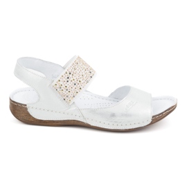 Olivier Damen-Ledersandalen mit Gummiband 0546, Silber