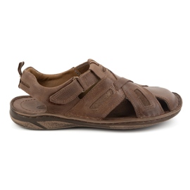 KOMODO Herren-Ledersandalen mit Klettverschluss 523K, braun