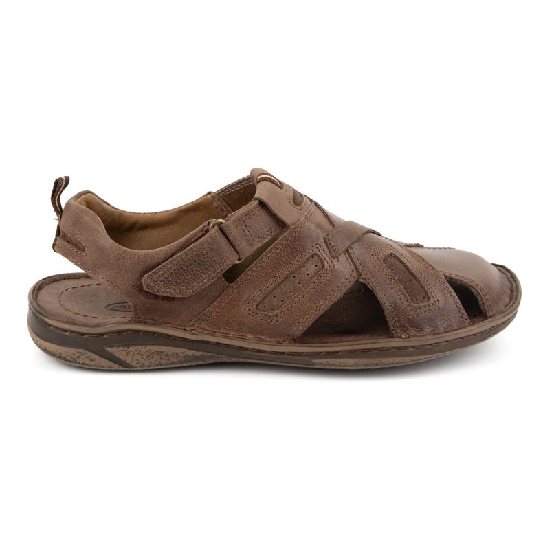 KOMODO Herren-Ledersandalen mit Klettverschluss 523K, braun
