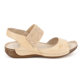 Olivier Damen-Ledersandalen Polish, weiche Innensohle 0546, beige braun
