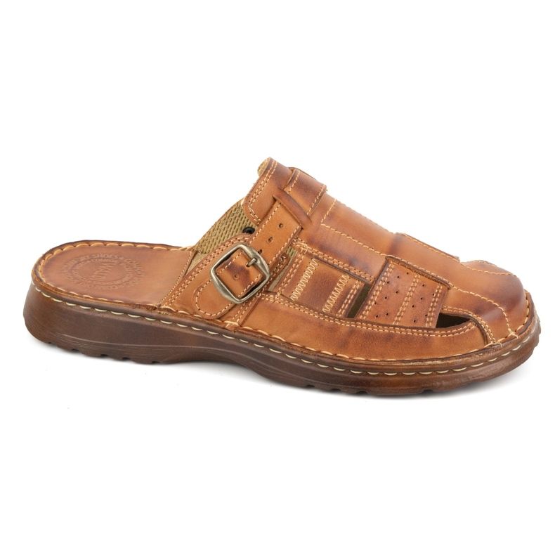 Olivier Klassische Herren-Leder-Flip-Flops 0036 braun