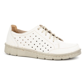 Kampol Damen-Schuhe aus durchbrochenem Leder 403/19 ecru mehrfarbig