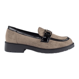 Damen-Mokassins aus Wildleder mit Schnalle beige