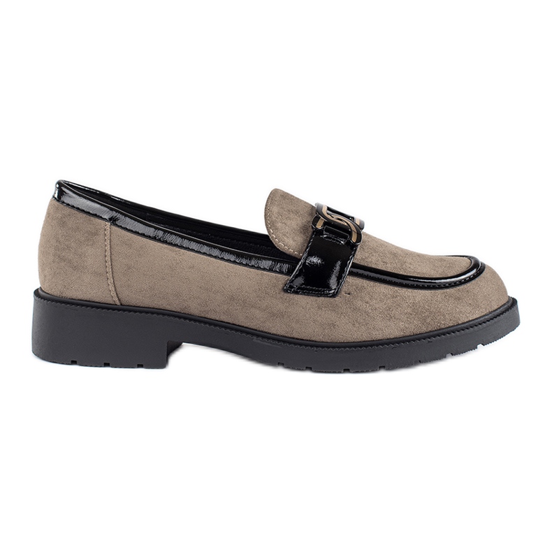 Damen-Mokassins aus Wildleder mit Schnalle beige