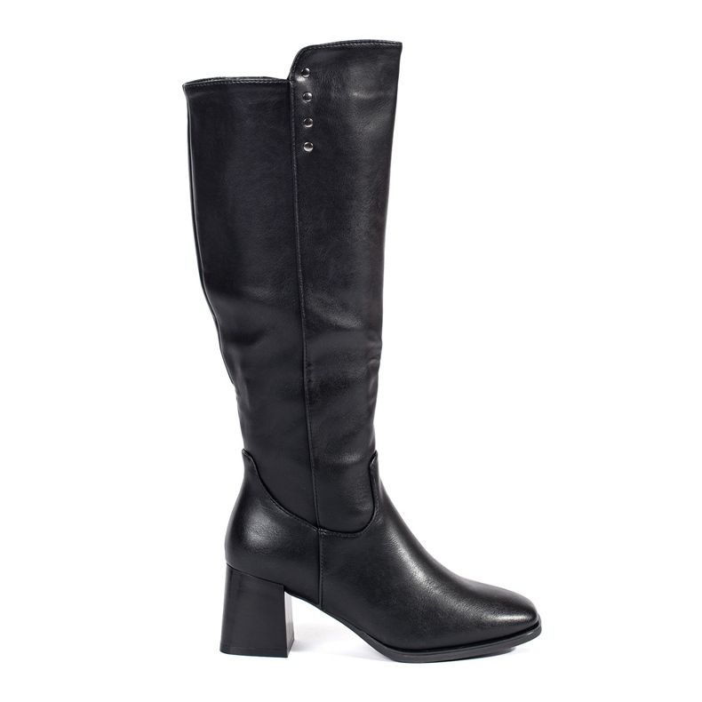 Schwarze Wildlederstiefel mit hohen Absätzen