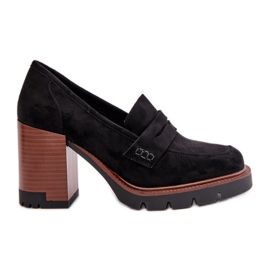 Damen-High-Heel-Schuhe aus Öko-Wildleder Schwarz Vinceza 58105