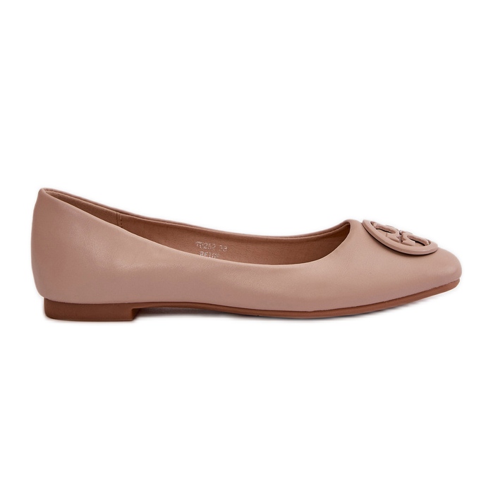 Ballerina-Schuhe für Damen mit beigefarbener Rhodike-Öko-Lederverzierung