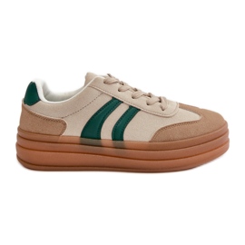 Damen-Plateau-Sneaker in Beige und Grün Nesonice