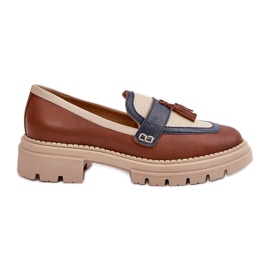 Damen-Ledermokassins Braun Laura Messi 2835