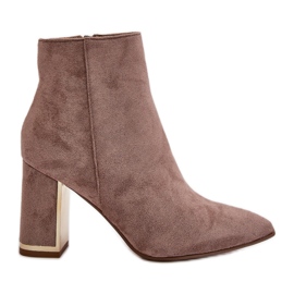 Damen-Stiefeletten mit hohem Absatz, mit Reißverschluss befestigt, isoliertes Öko-Wildleder, beiges Mevair