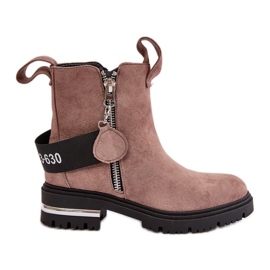 Isolierte Damenstiefelette mit Reißverschluss, dunkelbeiger Calvaro