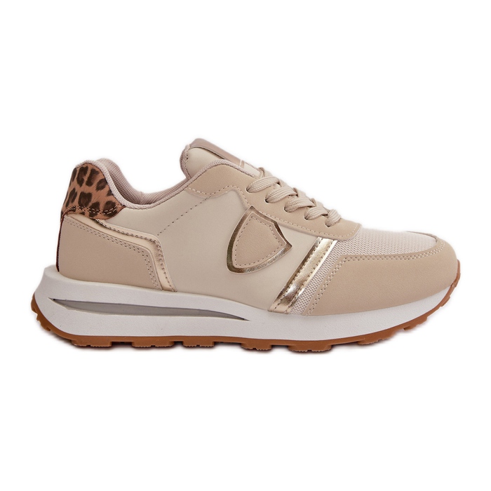 Beige Damen-Sneaker aus Öko-Leder Velaniela