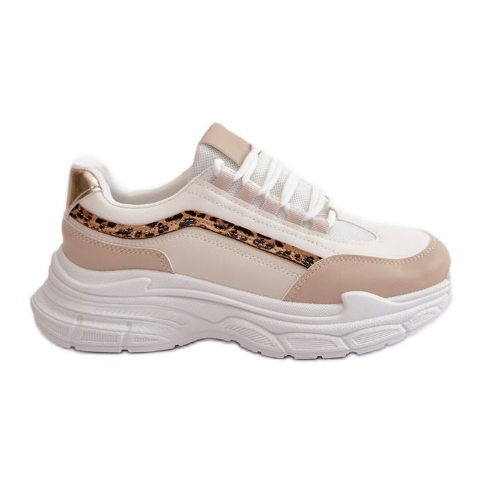 Beige Damen-Sneakers, Sportschuhe mit dicker Sohle von Lerila