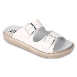 Befado Damen-PU-Hausschuhe 179D001 weiß, Innensohle aus Leder