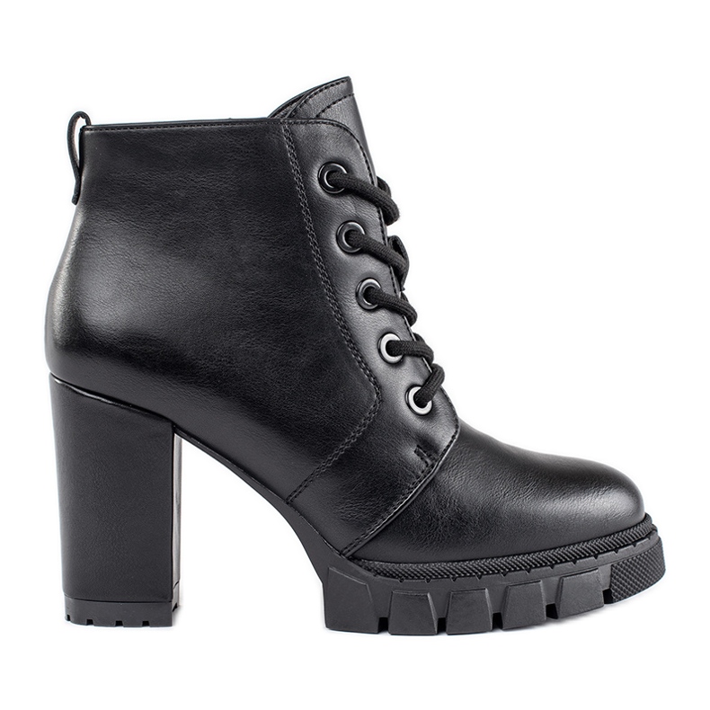Schwarze Damenstiefel mit hohem Absatz