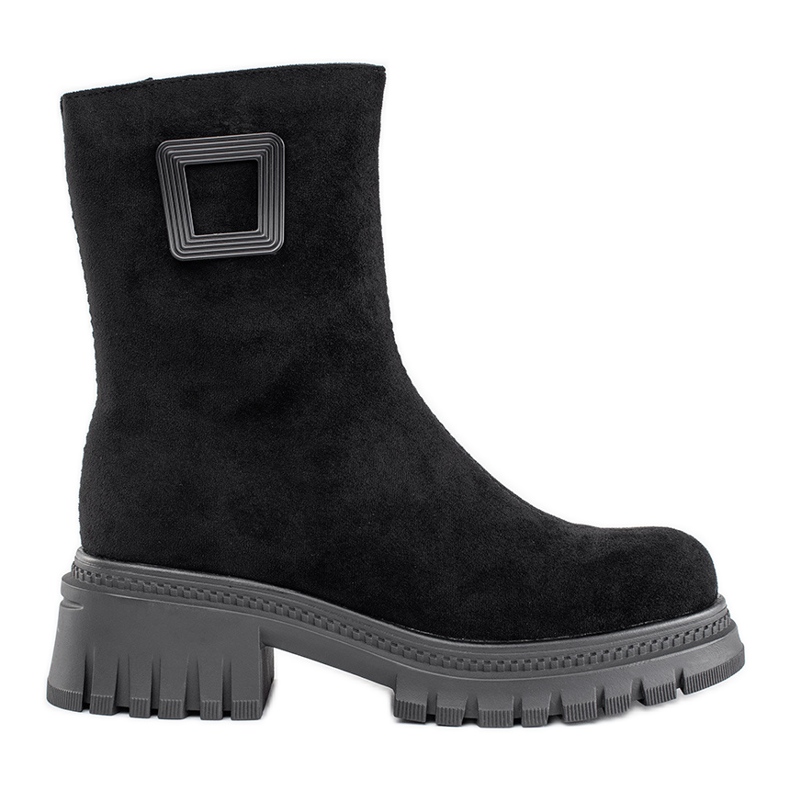 Schwarze Damenstiefel mit dicker Sohle